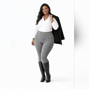 MAZE Collection Plaid Slimming Leggings 3X NWT High Rise Office Chic